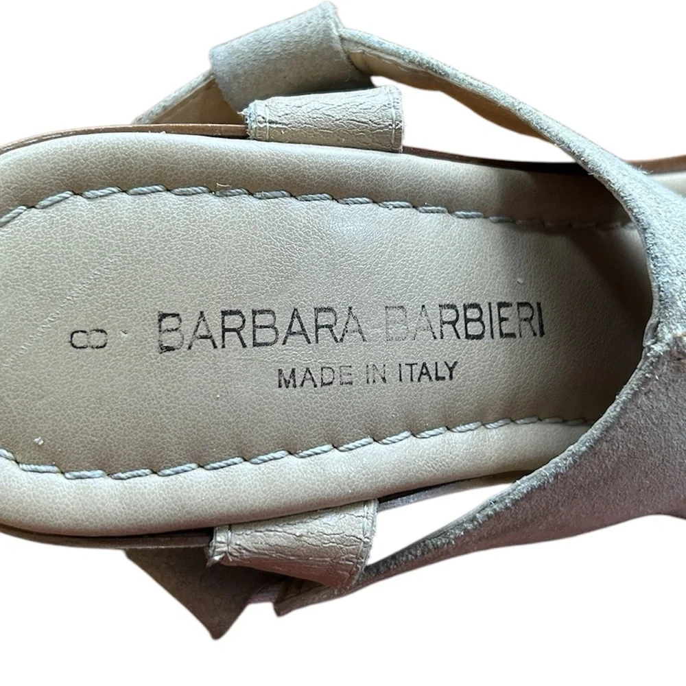 Barbara Barbiere Wedge Brown Tan Suede with Strap Sandals Size 8